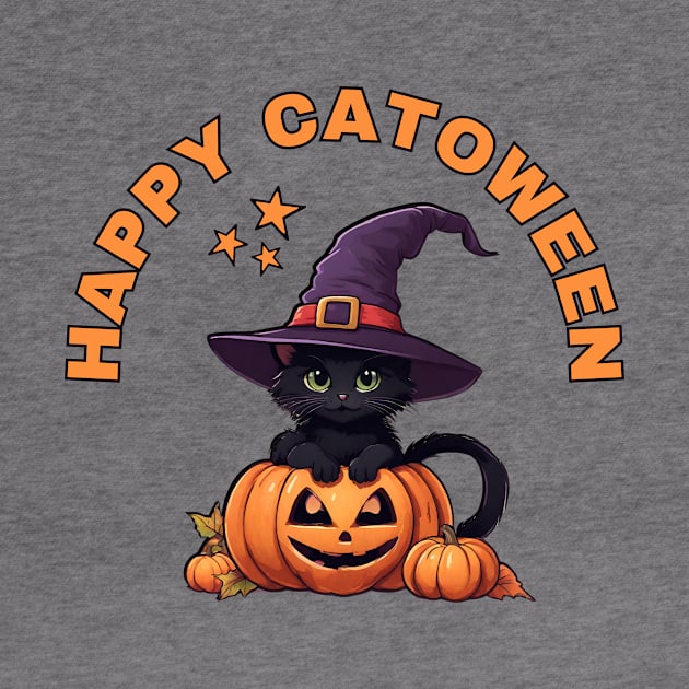 Happy Catoween Black Kitten Cat and Pumpkins Cheeky Witch® by Cheeky Witch